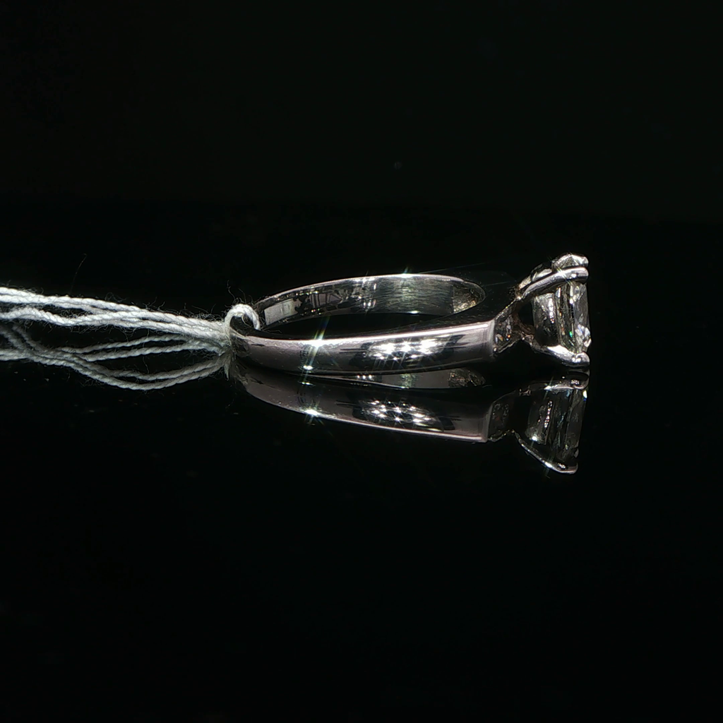 14k White Gold Diamond Engagement Ring with Channel Set Accents