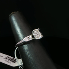 14k White Gold Diamond Engagement Ring with Channel Set Accents