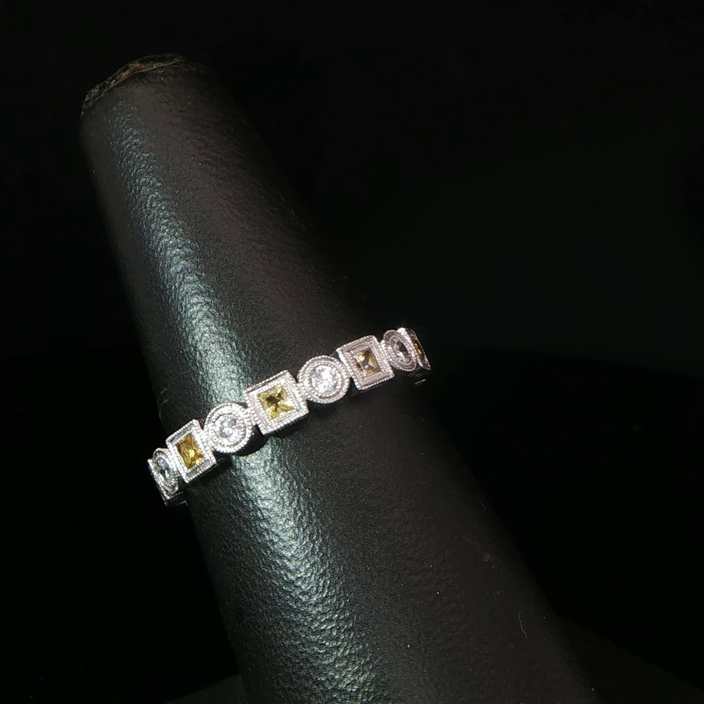 Platinum Alternating Yellow Sapphire Eternity Ring