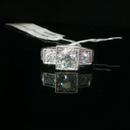 Vintage-Style Three-Stone Diamond Ring in 14k White Gold
