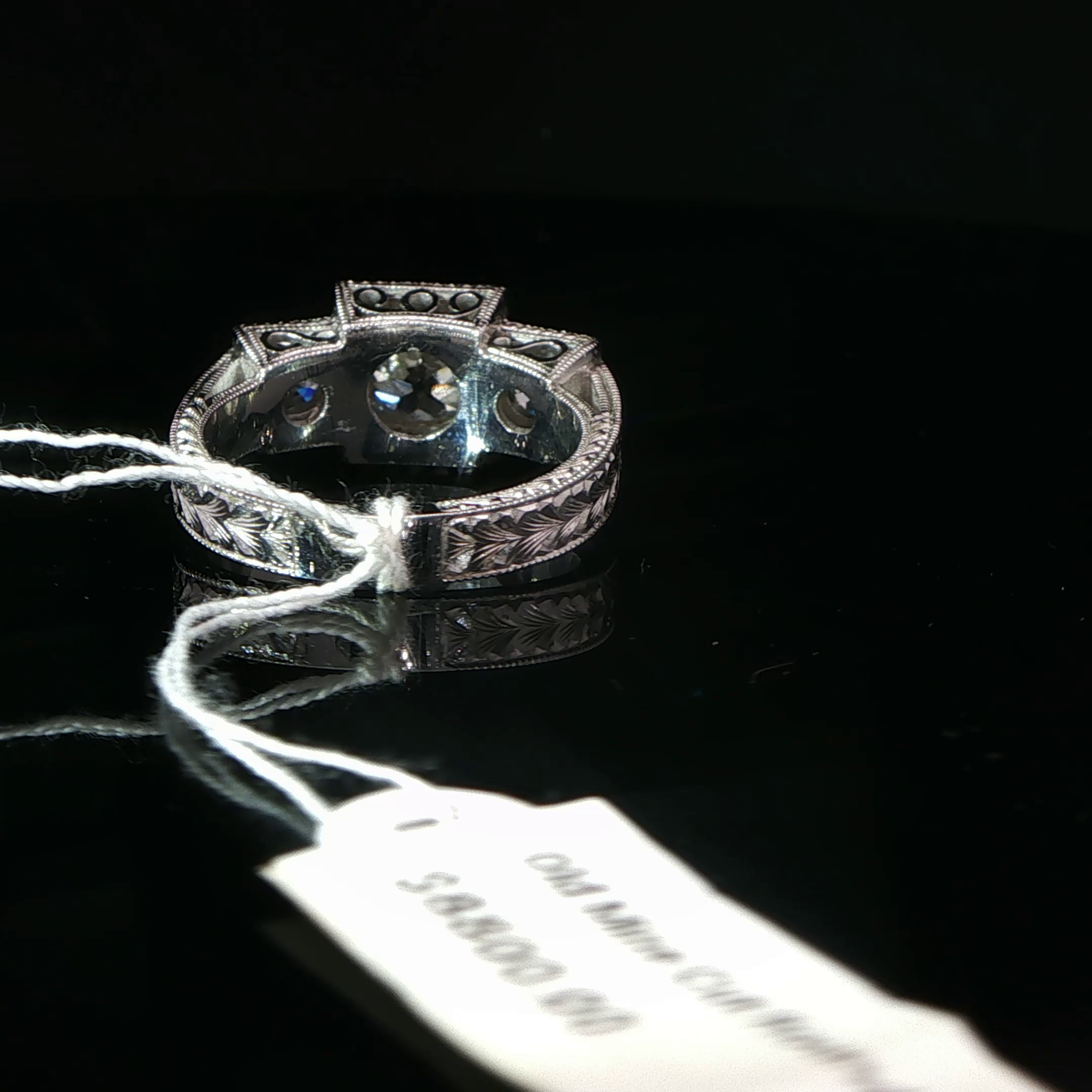 Vintage-Style Three-Stone Diamond Ring in 14k White Gold
