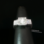 Vintage-Style Three-Stone Diamond Ring in 14k White Gold