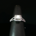 Princess Cut Diamond Halo Engagement Ring in 14K White Gold