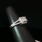 Princess Cut Diamond Halo Engagement Ring in 14K White Gold