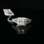 Princess Cut Diamond Halo Engagement Ring in 14K White Gold