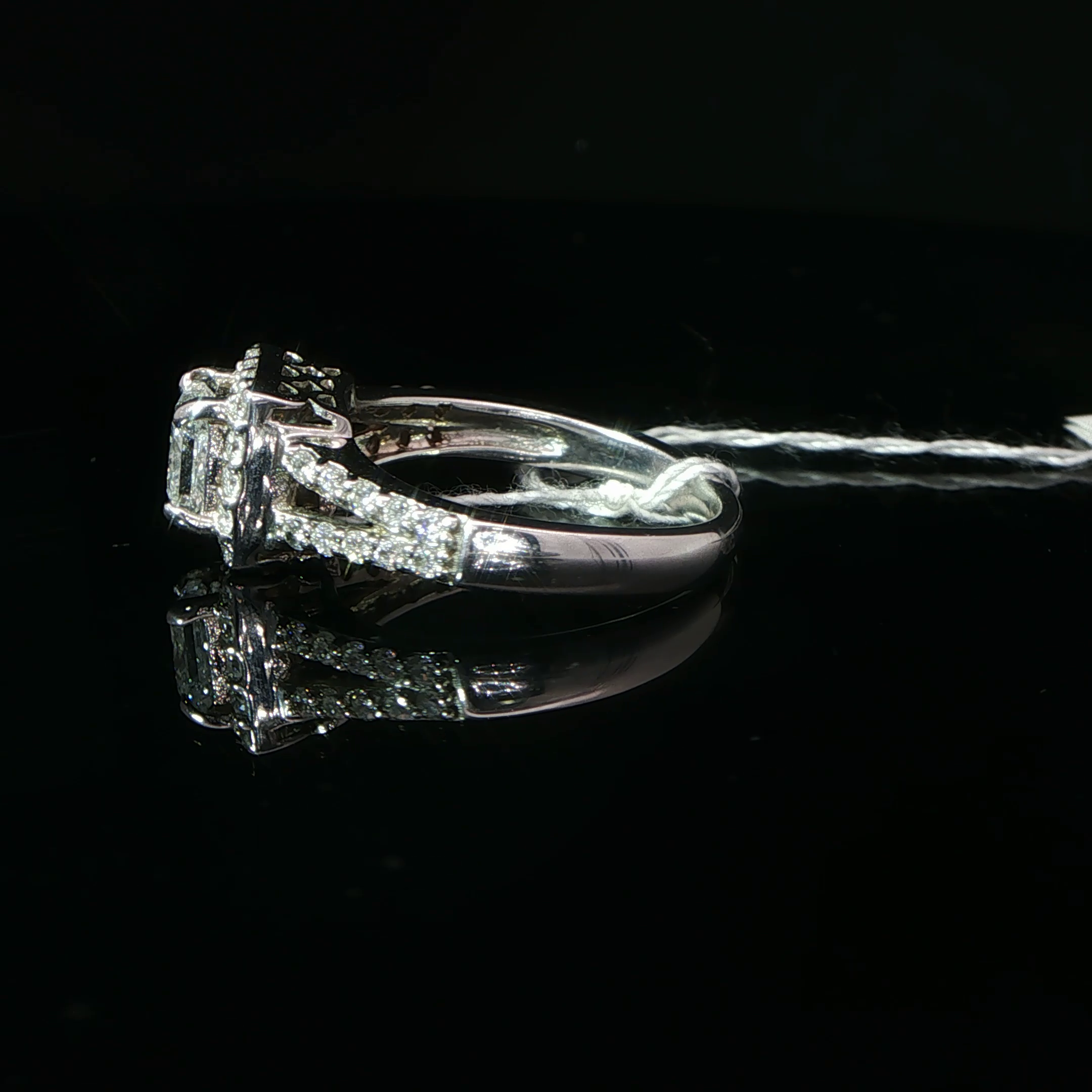 Princess Cut Diamond Halo Engagement Ring in 14K White Gold