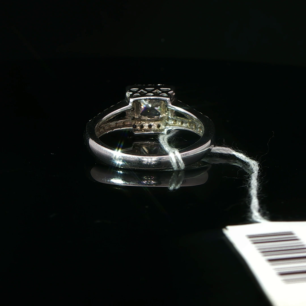 Princess Cut Diamond Halo Engagement Ring in 14K White Gold