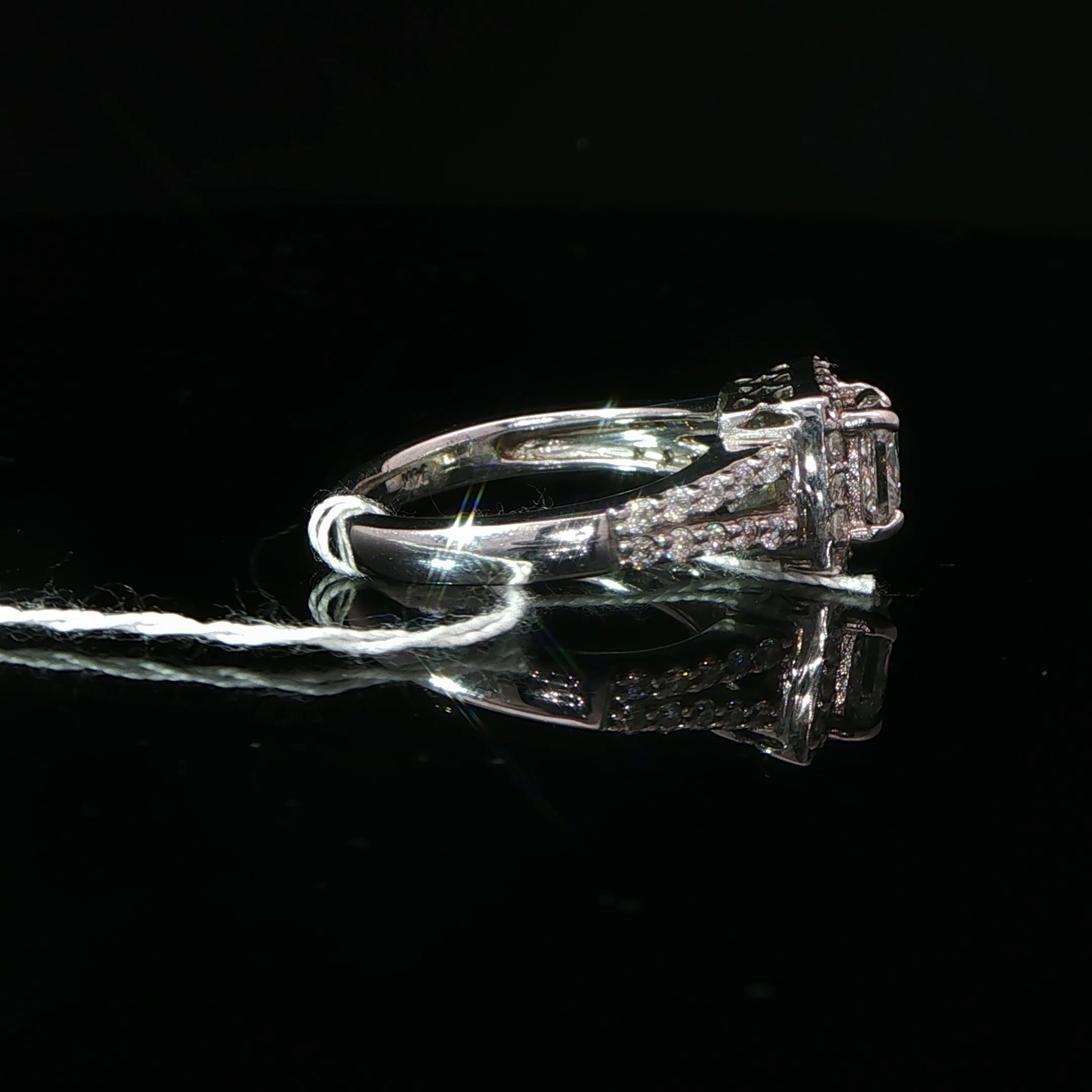 Princess Cut Diamond Halo Engagement Ring in 14K White Gold