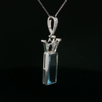 Aquamarine Crown Charm Necklace in 18k White Gold