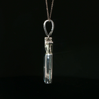 Aquamarine Crown Charm Necklace in 18k White Gold