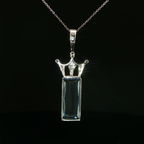 Aquamarine Crown Charm Necklace in 18k White Gold