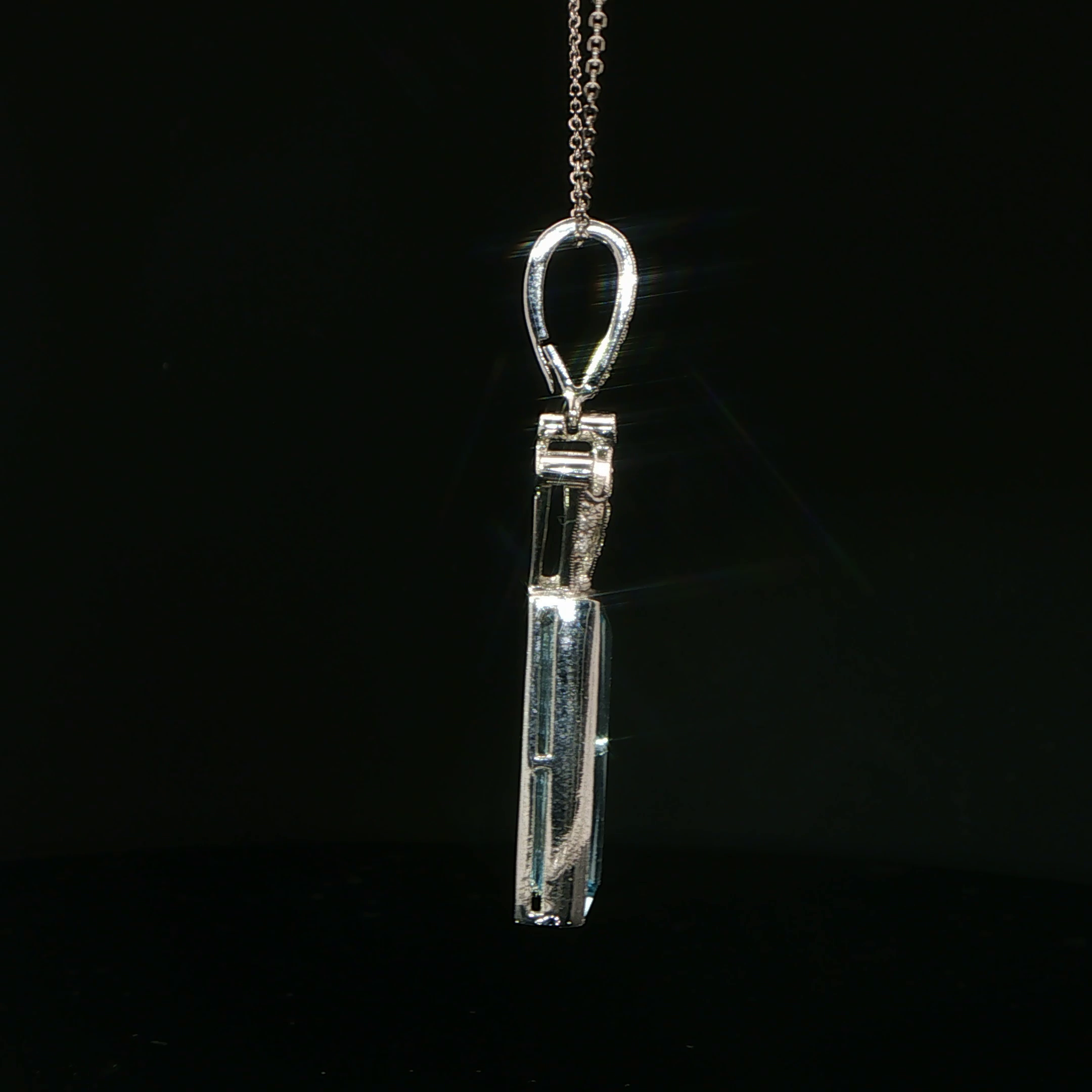 Aquamarine Crown Charm Necklace in 18k White Gold