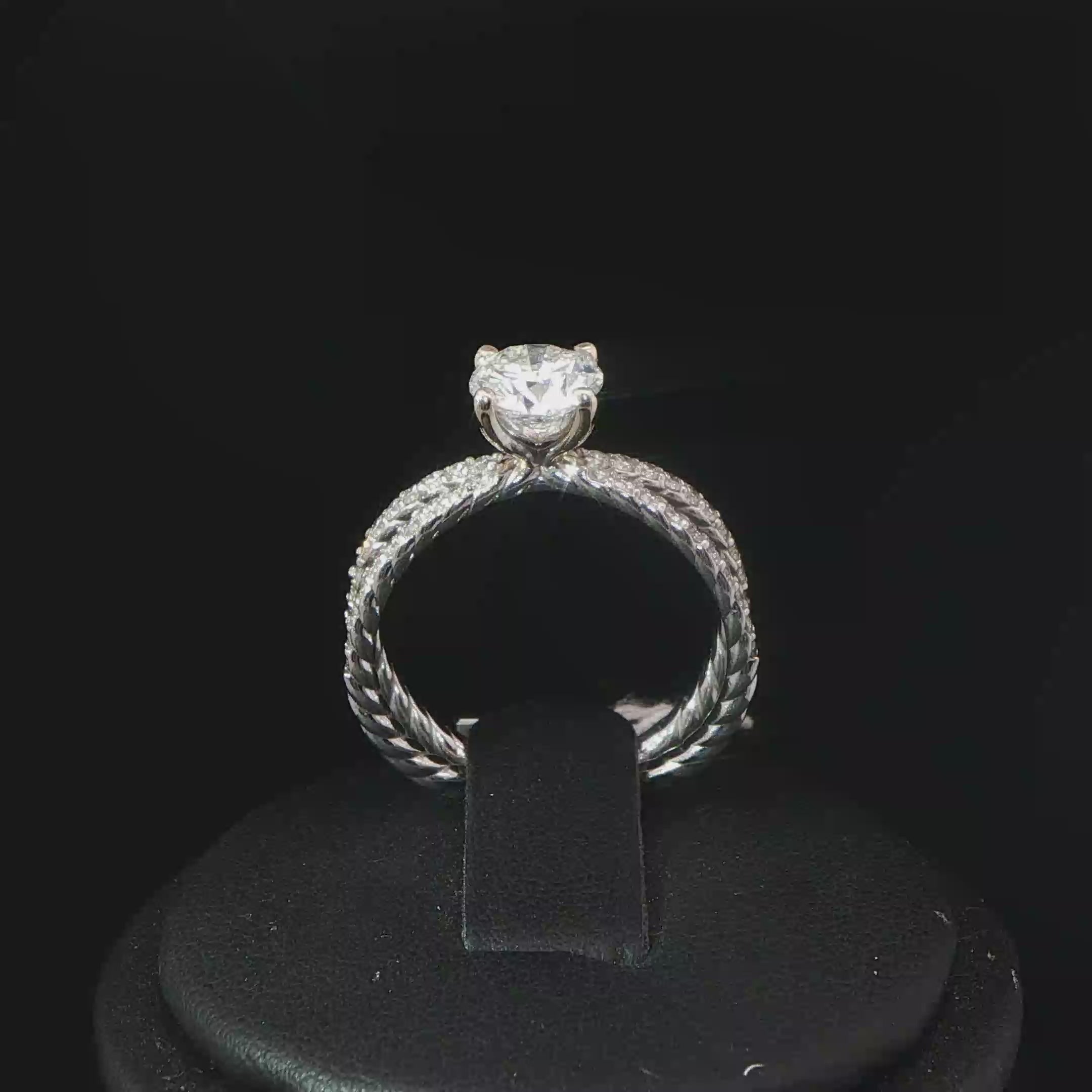 White Gold Twisted Cable Diamond Solitaire Ring