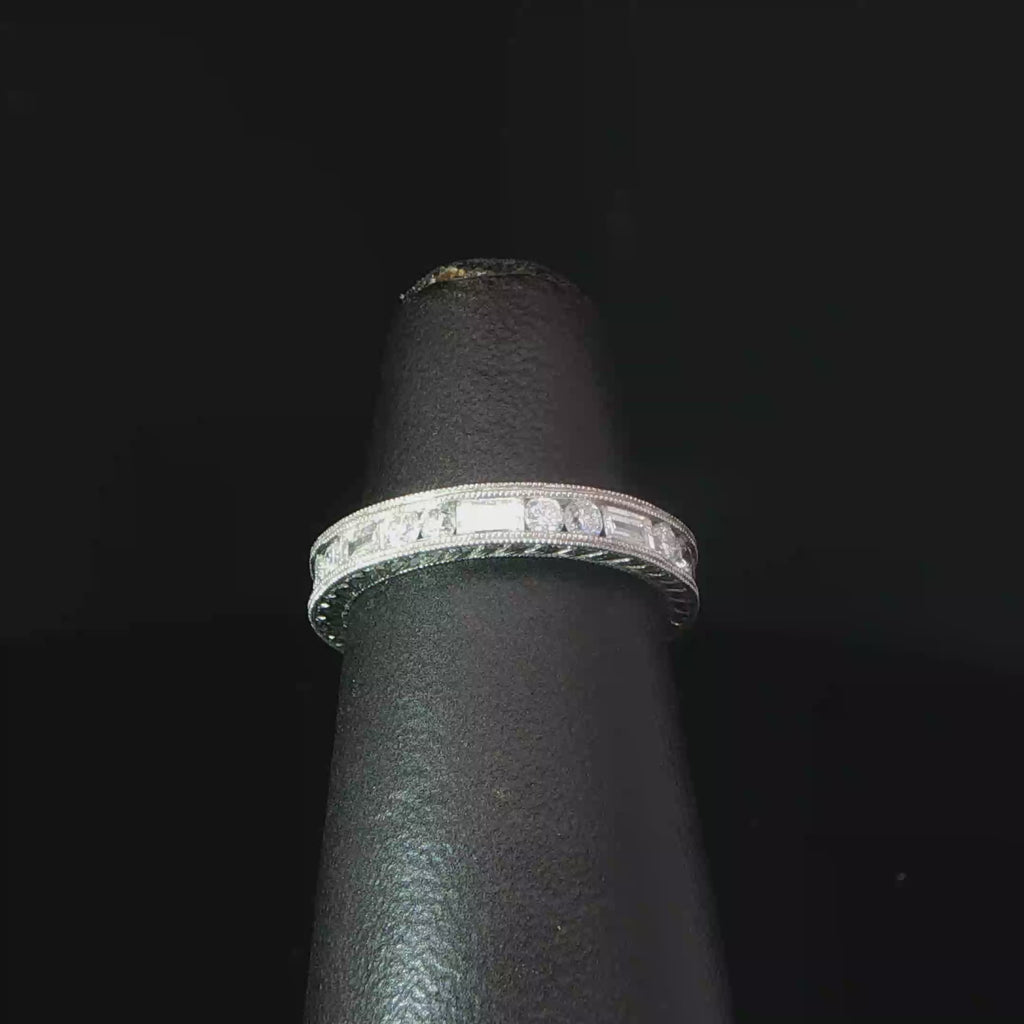 Alternating Round and Baguette Diamond Eternity Ring in Platinum