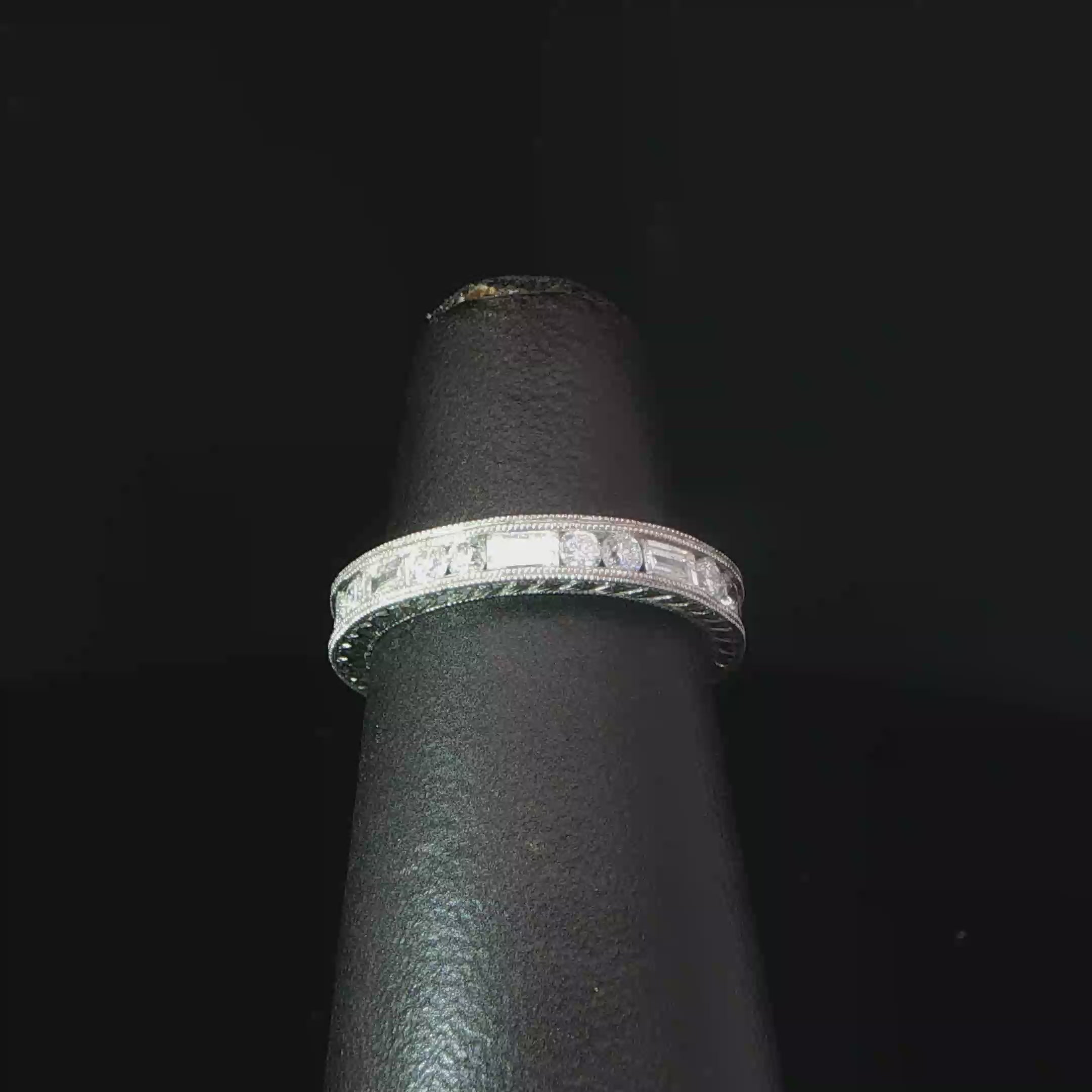 Alternating Round and Baguette Diamond Eternity Ring in Platinum