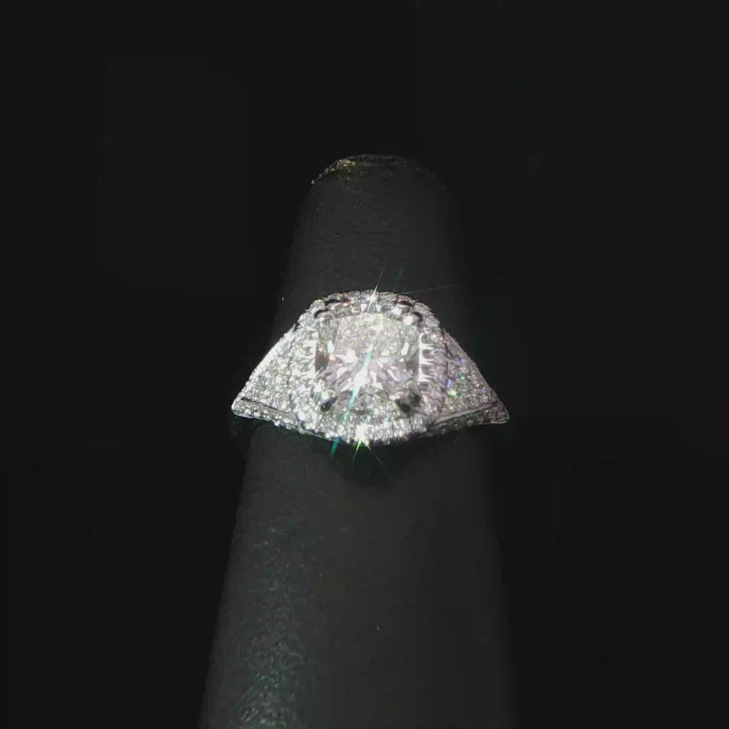 Cushion Halo Diamond Engagement Ring in White Gold