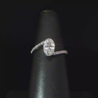 Oval Bezel-Set Diamond Bypass Ring in 14k White Gold
