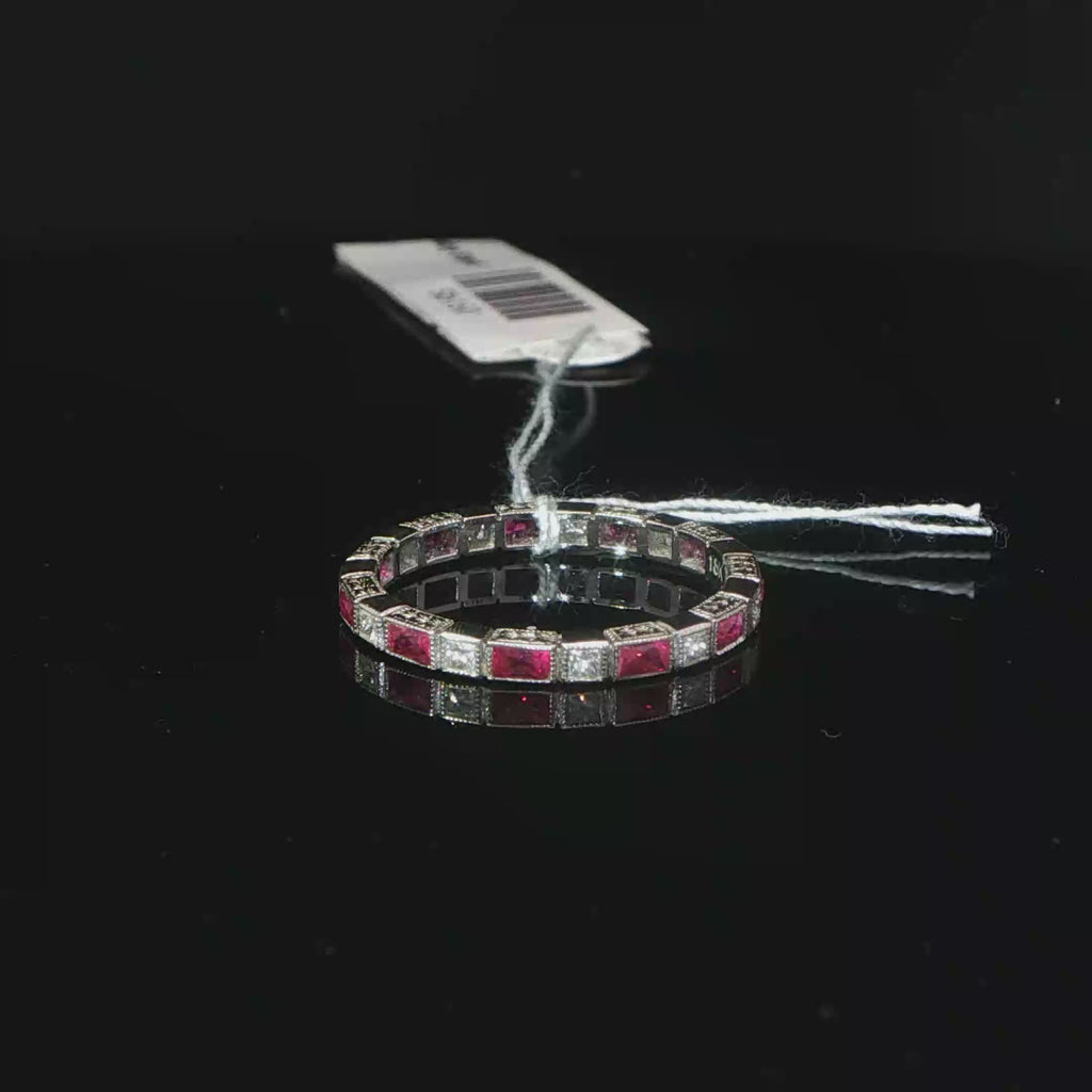 Alternating Ruby and Diamond White Gold Eternity Ring