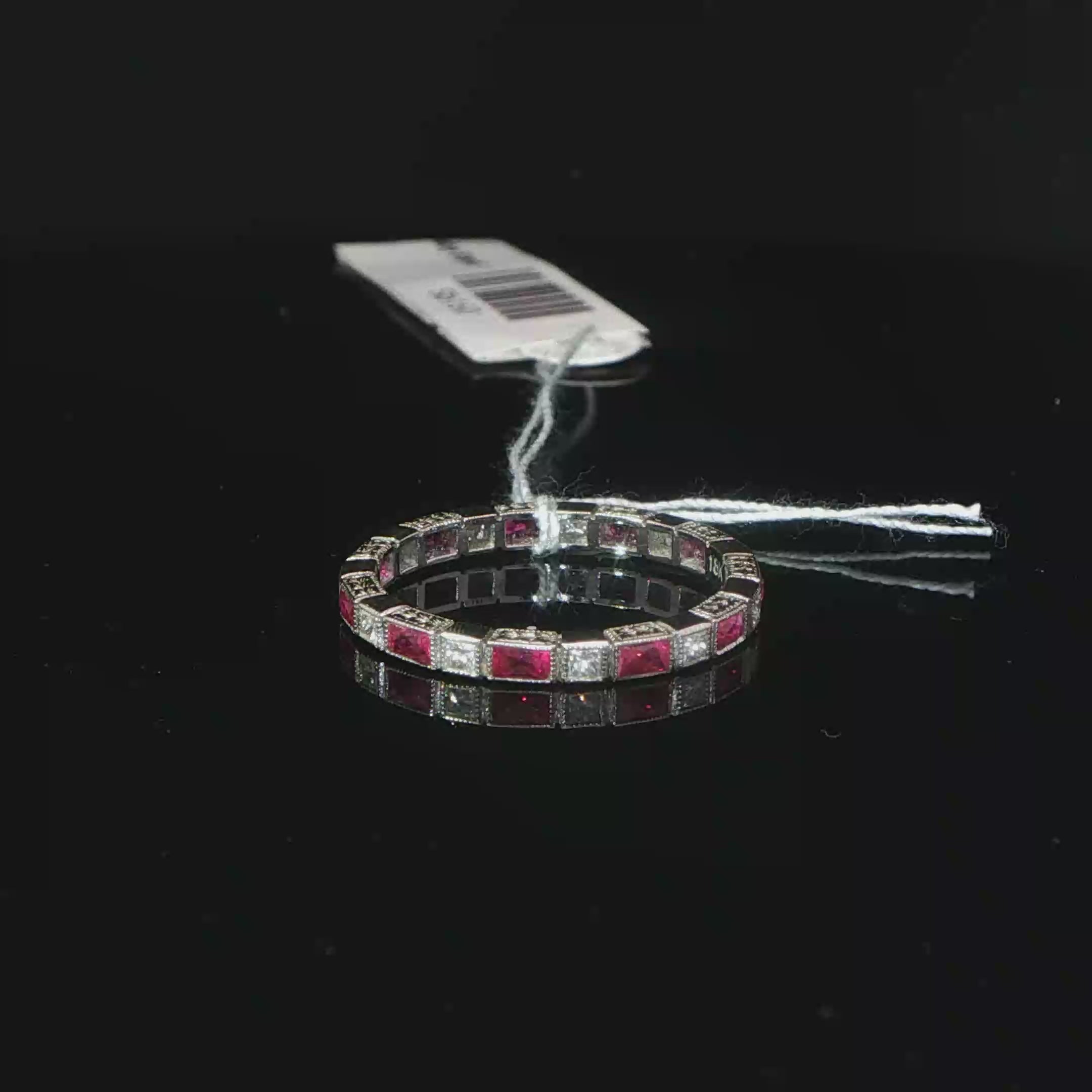 Alternating Ruby and Diamond White Gold Eternity Ring