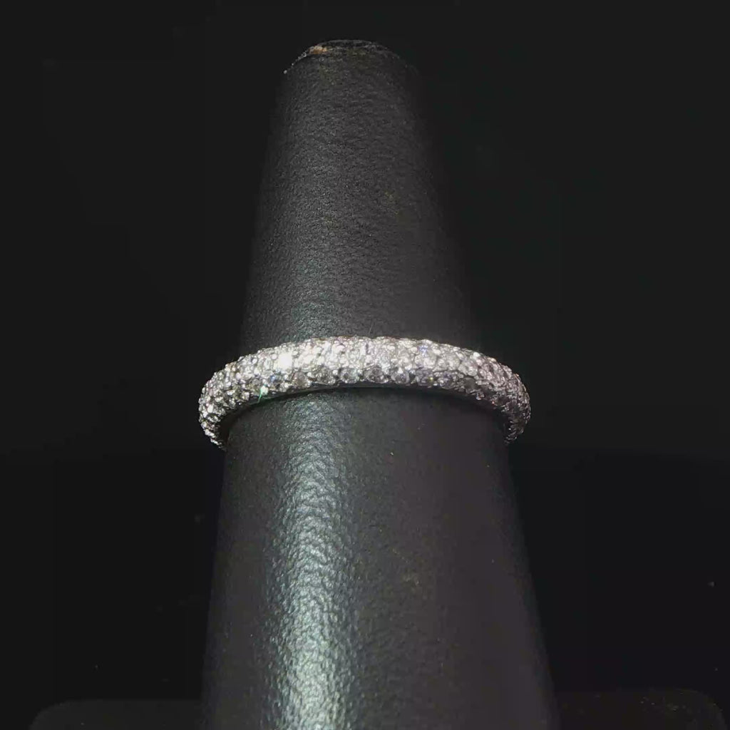 18k White Gold Pavé Diamond Domed Eternity Ring
