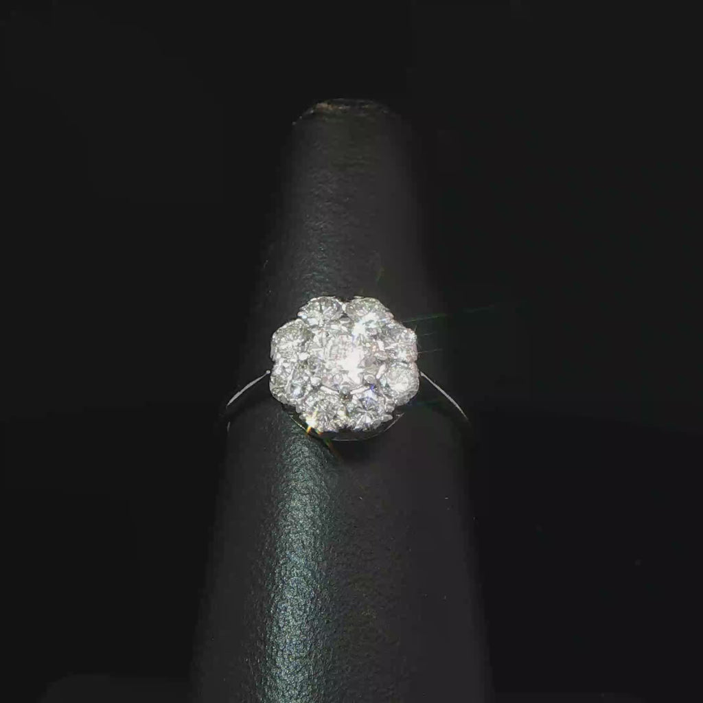 Diamond Floral Cluster Ring in White Gold