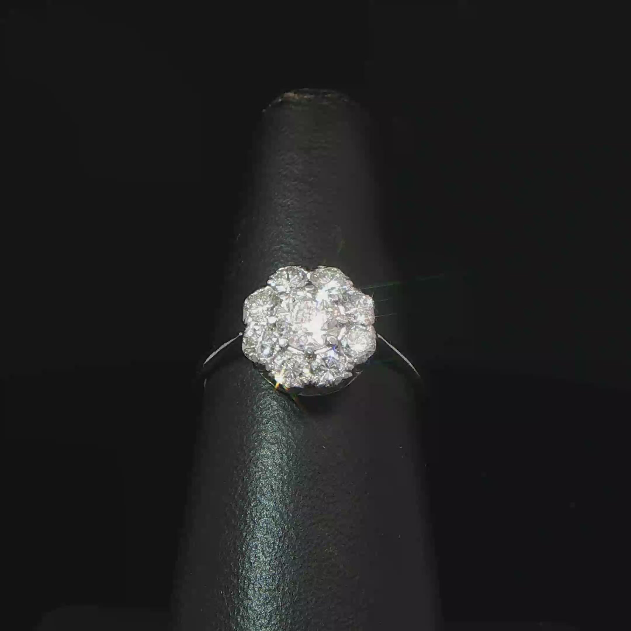 Diamond Floral Cluster Ring in White Gold