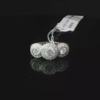 Three-Stone Diamond Halo Ring in Palladium