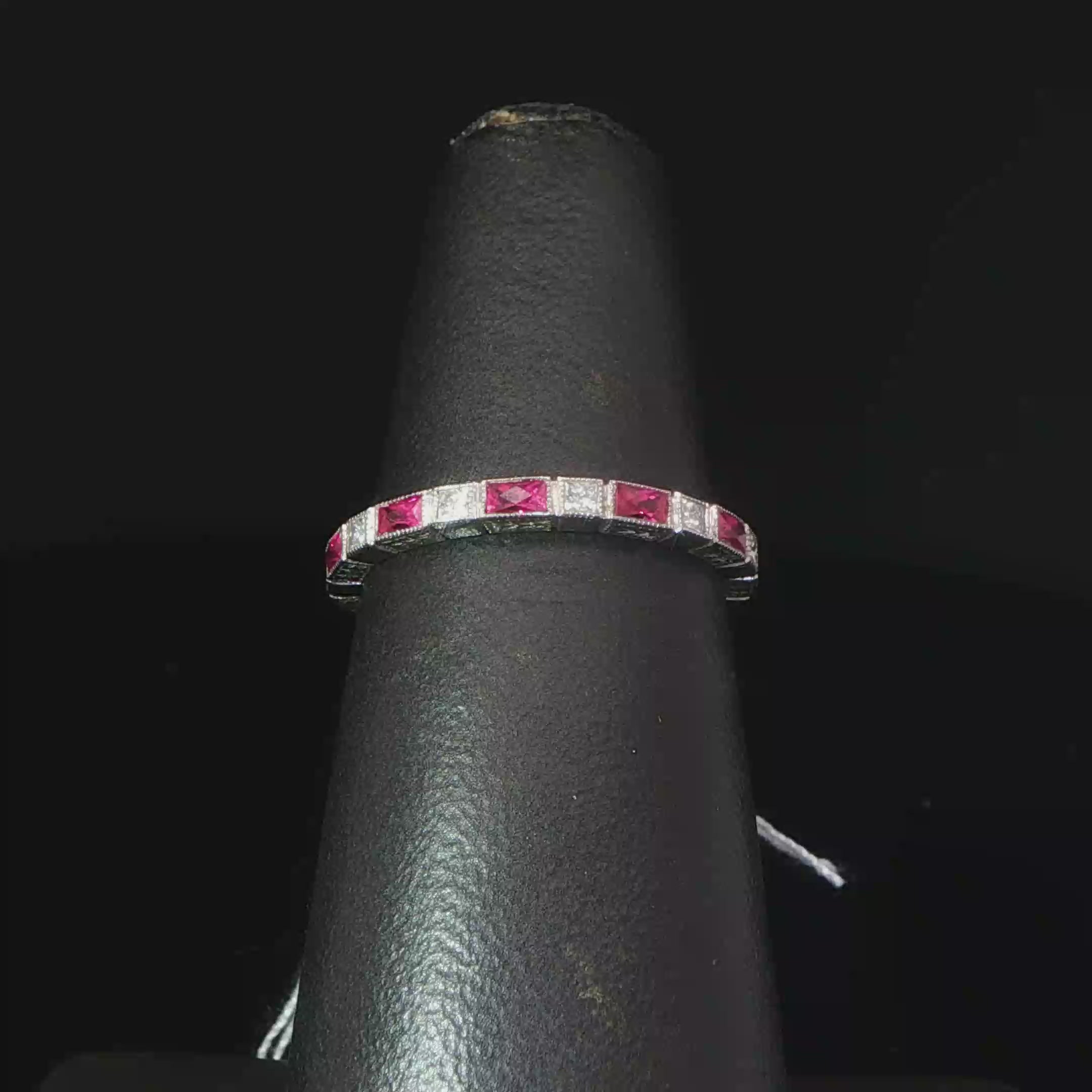 Alternating Ruby and Diamond White Gold Eternity Ring