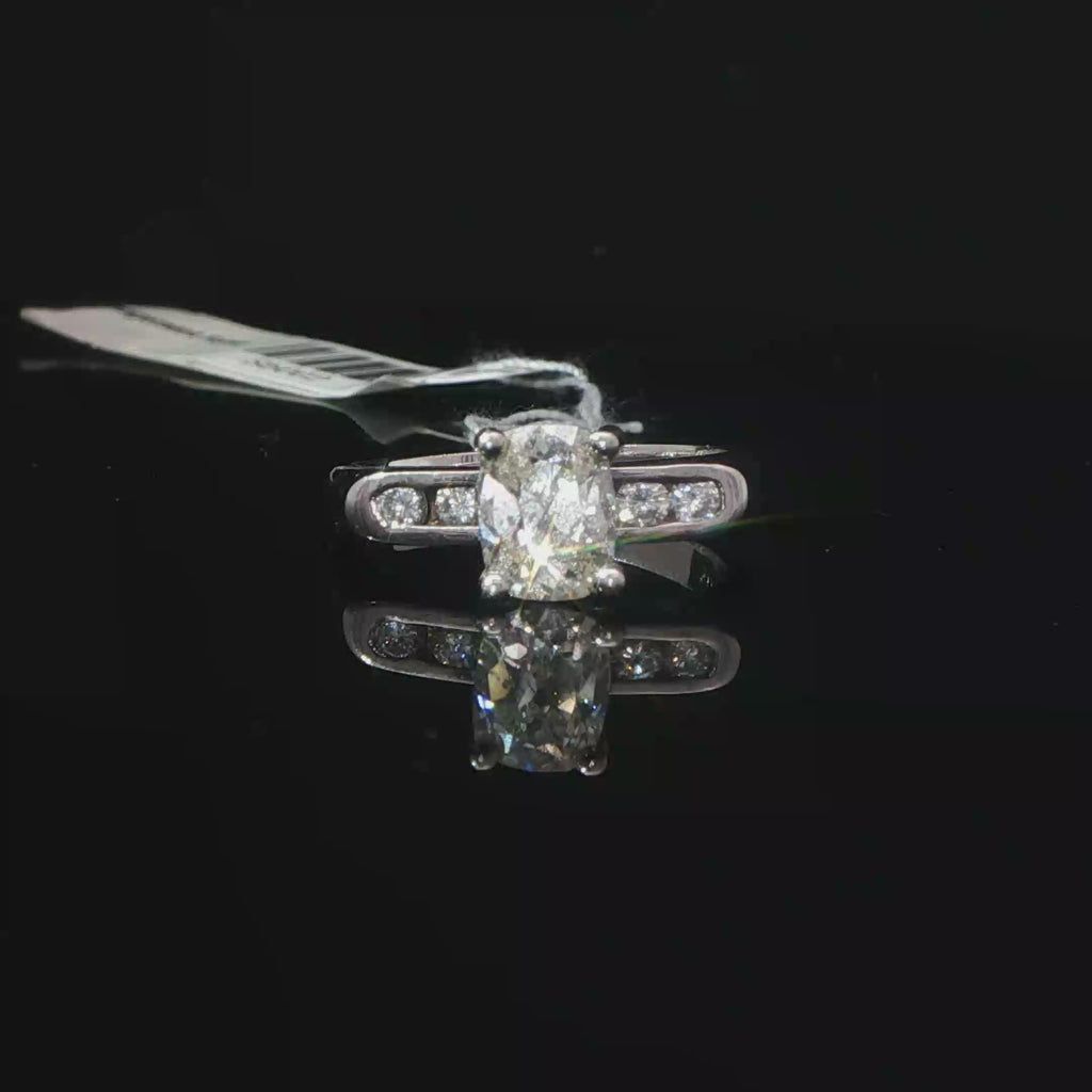 14k White Gold Diamond Engagement Ring with Channel Set Accents