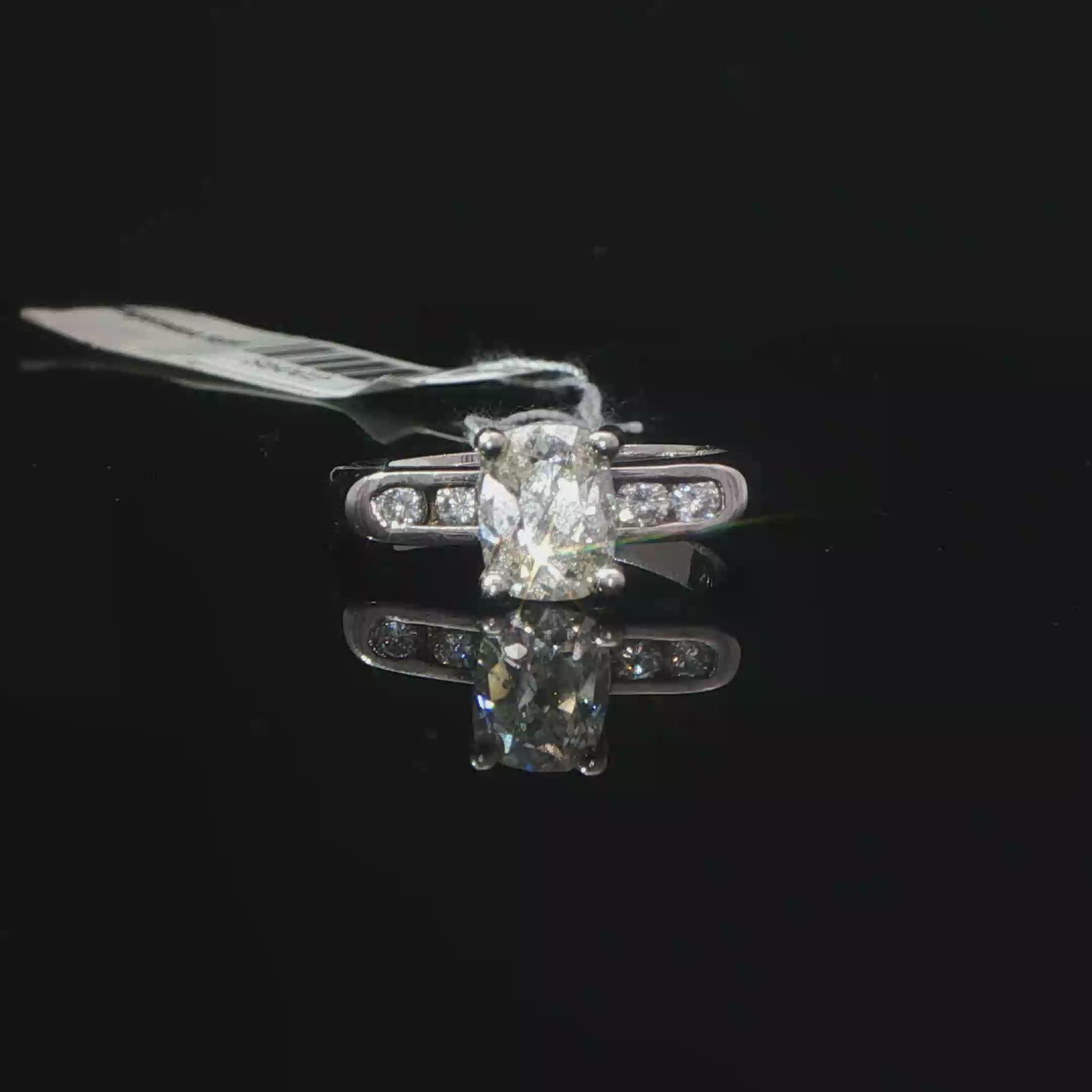 14k White Gold Diamond Engagement Ring with Channel Set Accents