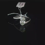 Oval Bezel-Set Diamond Bypass Ring in 14k White Gold