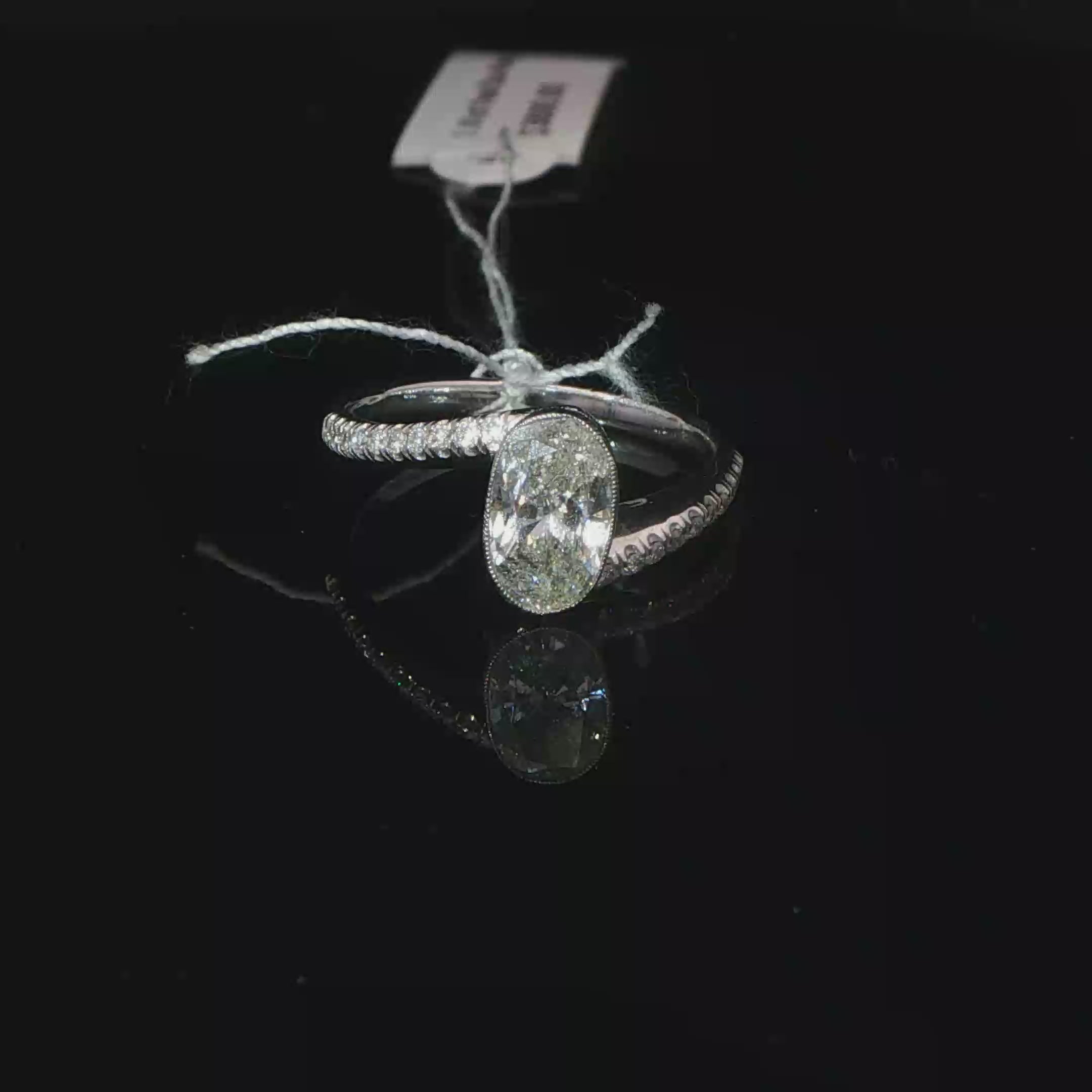 Oval Bezel-Set Diamond Bypass Ring in 14k White Gold