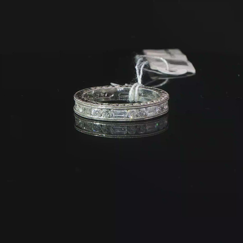 Alternating Round and Baguette Diamond Eternity Ring in Platinum