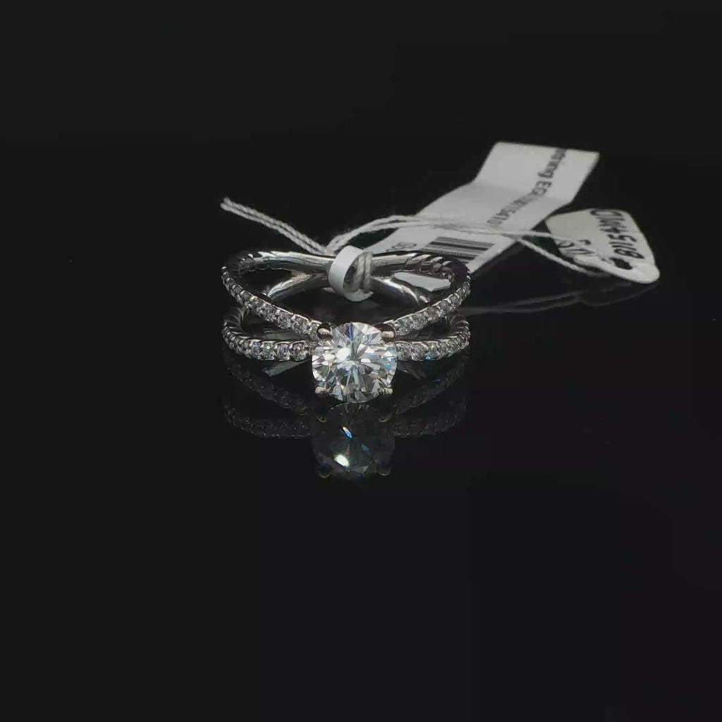 White Gold Twisted Cable Diamond Solitaire Ring
