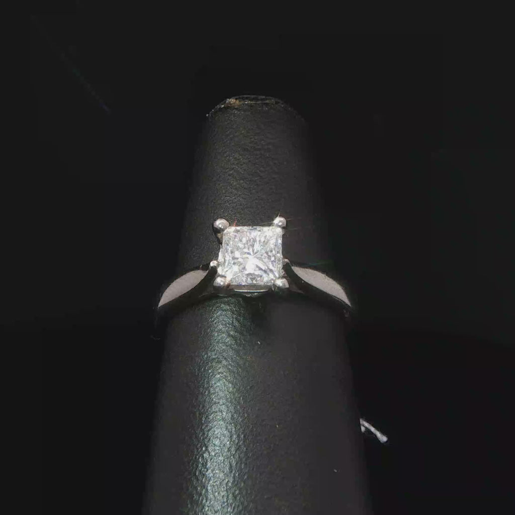 Princess Cut Diamond Solitaire Ring in Palladium